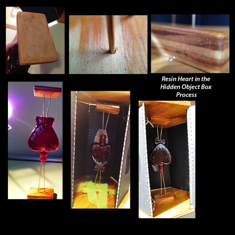 putting resin heart into hidden object box